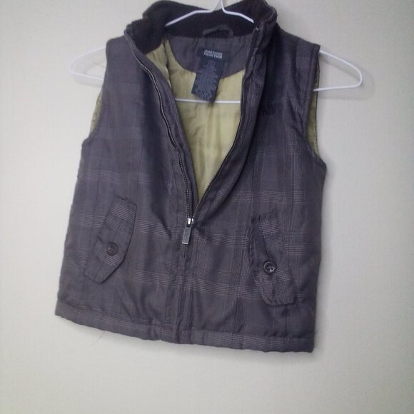 Kenneth Cole Reaction Puffer Vest Boys 3T Toddler Sleeveless Zip Pocket Brown - Picture 5 of 12